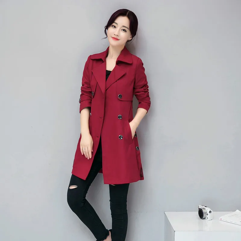 Windbreaker Female Spring Autumn Korean Thin Plus Size Double Breasted Ladies Khaki Dress Coat Long Trench Coat for Women 4xl