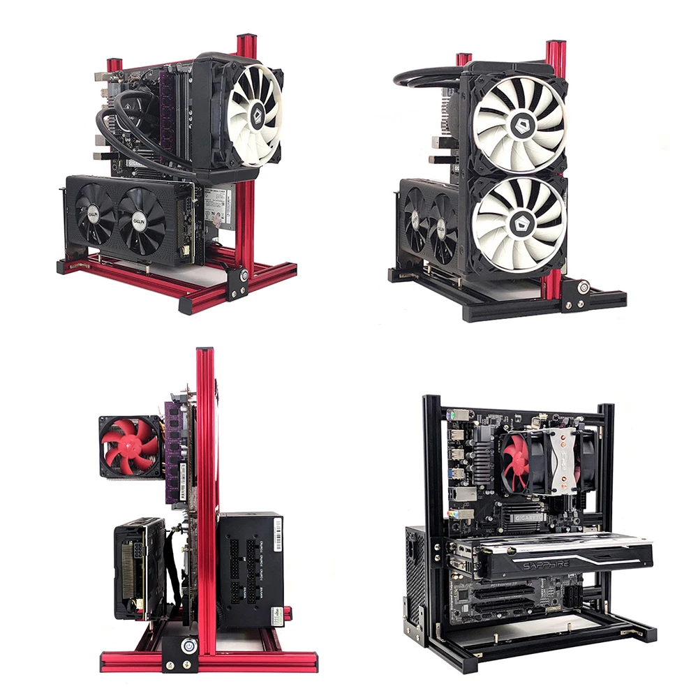 Telaio Atx Aperto In Alluminio 120 240 Pci-E Raffreddato Ad Acqua Mini Atx Matx Itx Custodia Da Tavolo Verticale Telaio Rack Trasparente