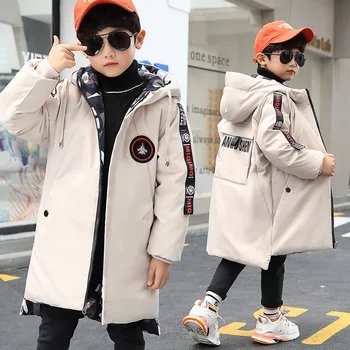

-30 Degrees Winter Children`s Down Jacket for Boy Kids Clothes for Teen Warm Coat Clothing Hooded Thicken Long Double-wear Parka