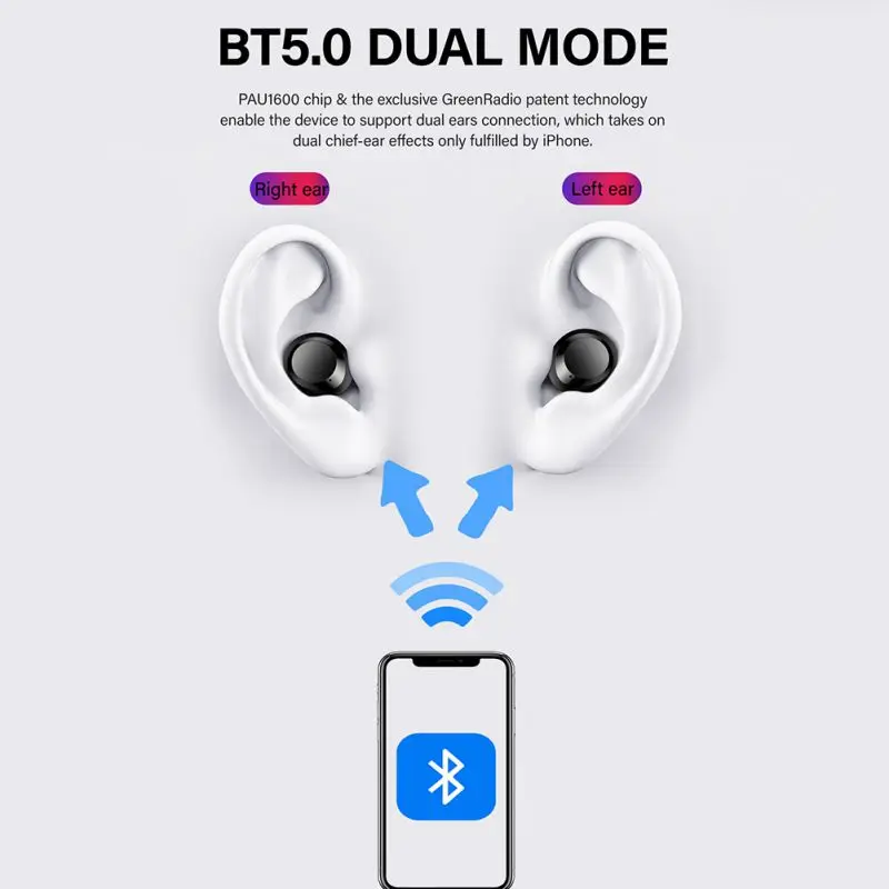 Легкий дизайн TWS Bluetooth 5,0 наушники спортивные Беспроводной наушники Водонепроницаемый с зарядный чехол