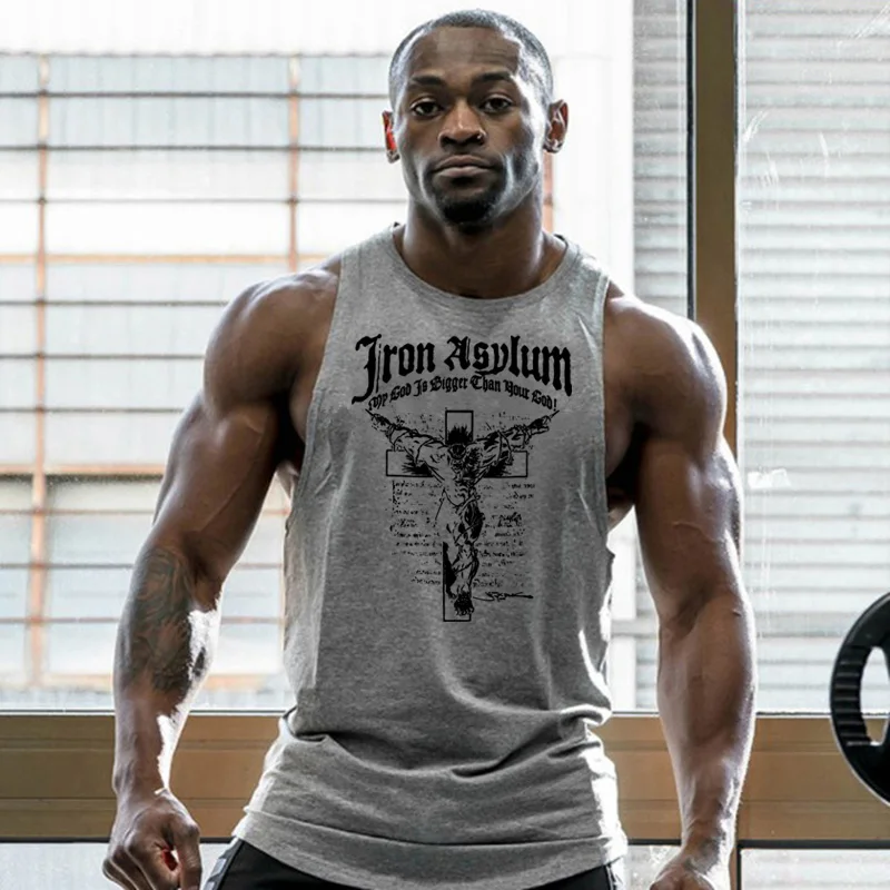 

Strong Man Stringer Cotton Sleeveless Shirts Tank Top Men Fitness Shirt Mens Singlet Bodybuilding Workout Gym Vest Fitness Men