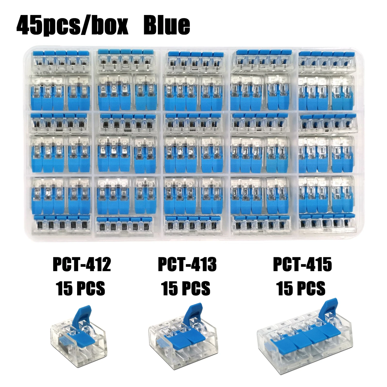Тип провода разъем в штучной упаковке Универсальный Компактный клеммный блок домашний провод освещения разъем для внутреннего гибридного быстрого разъема - Цвет: 45pcs blue