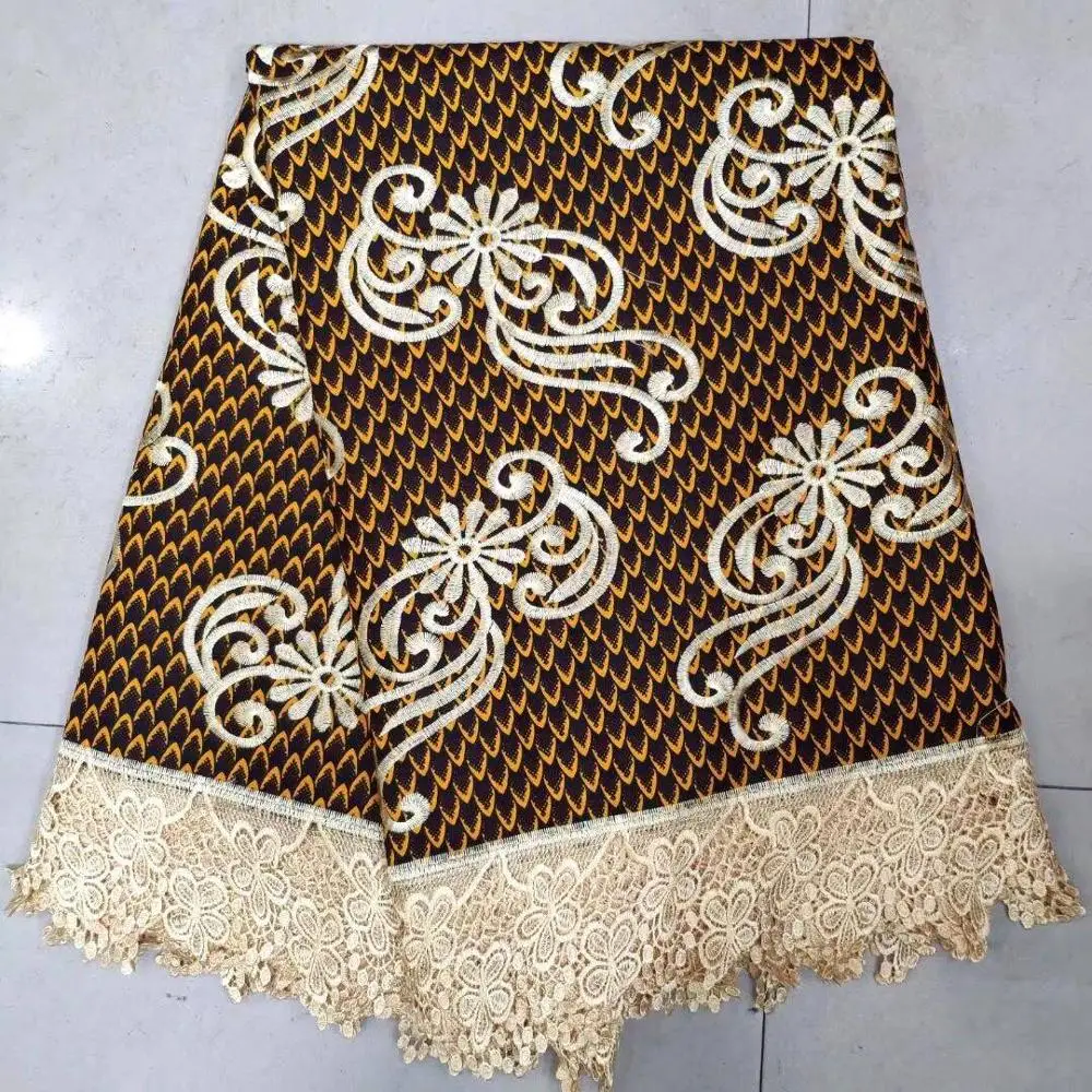 

Miss.L popular africain wax Lace fabric high quality 6 yards/pcs For Party Dress