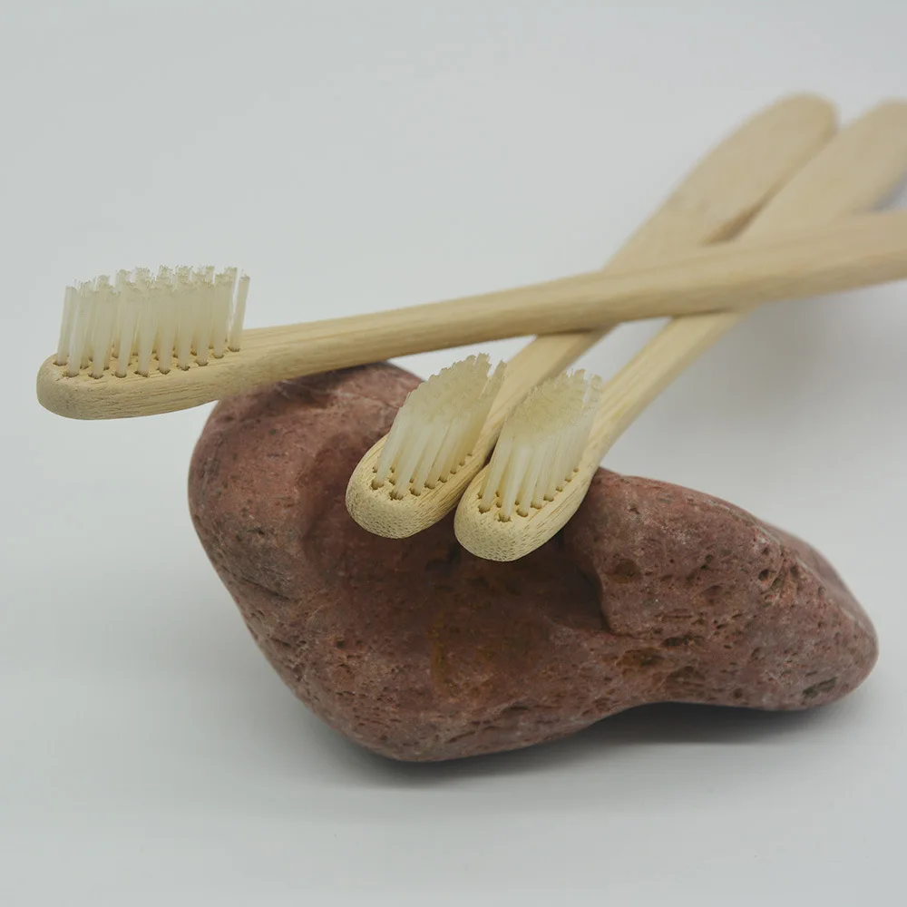 White Small Head Bamboo Toothbrush Entirely Natural Bamboo Handle Medium Hair Toothbrush with Cassette