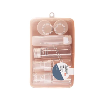 

7pcs/lot Travel Cosmetic Storage Bottle Kit Refillable Clear Pressing Spray Bottle Cream Shampoo Conditioner Jars Container