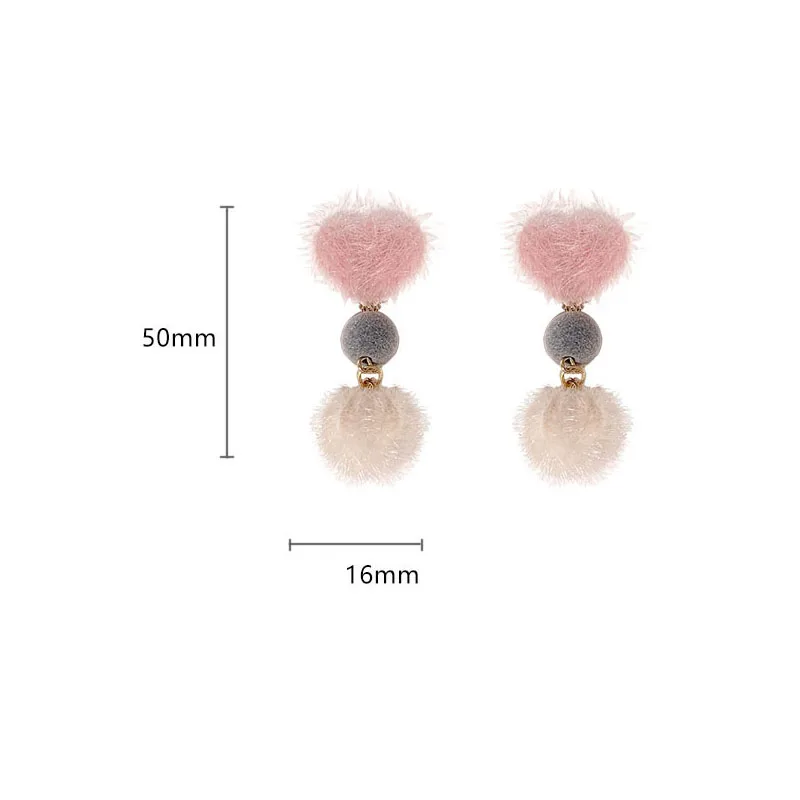 gold hoop earrings trendy Korean Style Sweet Lovely Pink Heart Plush Ball Clip on Earrings 2020 New Gray Hair Pom Pom Ball Clip Earrings No Piercing Women top Trendy Earrings