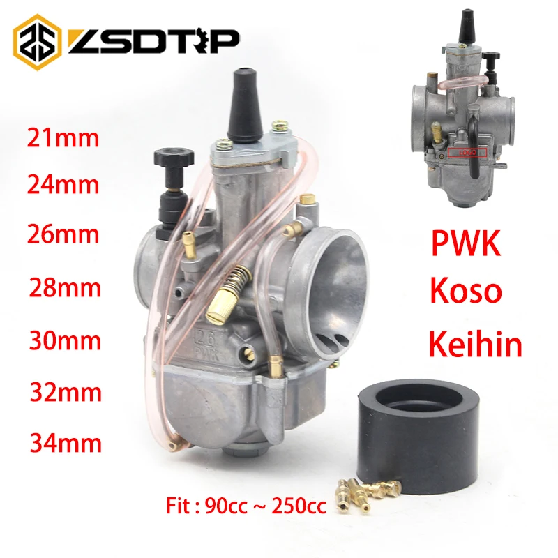 ZSDTRP 2T/4T двигатель мотоцикла Keihin Koso PWK карбюратор Carburador 21 24 26 28 30 32 34 мм с струей