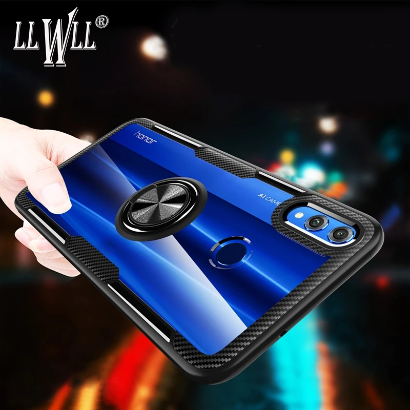 Transparent Acrylic Ring Case For Honor 20 20i 10i Pro 10 Lite i 8S 8X 8 X Car Holder Huawei Nova 5t 5i 5 Cover |