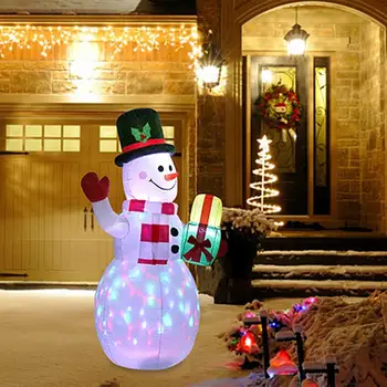 

Inflatable Snowman Gift Package Christmas Toy Supper Market Inflatables Snowman 1.5M with LED Drop Ornaments New Year