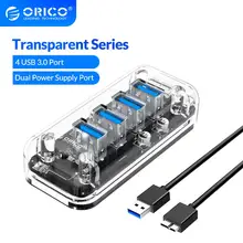 ORICO USB3.0 HUB multiples formes 4 7 ports haute vitesse séparateur Micro USB Port d'alimentation pour ordinateur portable OTG adaptateur série transparente