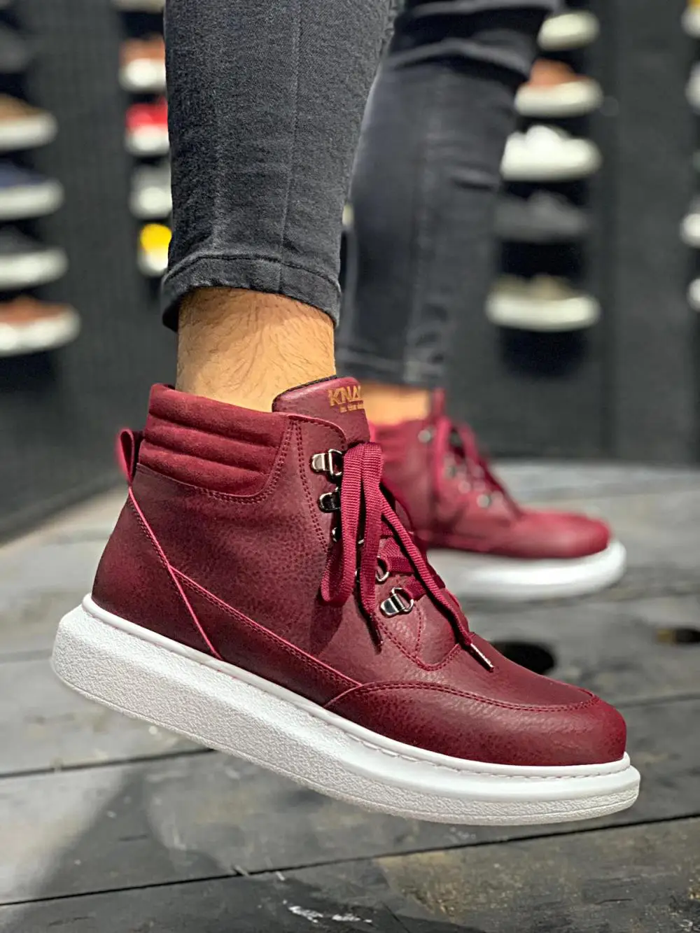 Botas deportivas de suela alta para hombre, diseño Original, color Burdeos| Botas básicas| - AliExpress