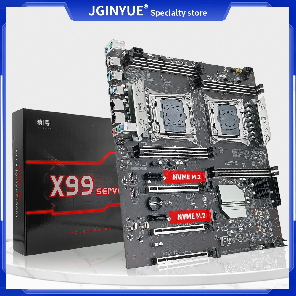 Материнская плата JGINYUE X99 с двумя процессорами LGA 2011-3 поддержка Intel Xeon E5 V3 &amp V4