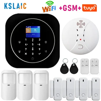 Wireless Home Security Wifi GSM Alarm System RFID LCD Keypad Autodial Siren Sensor Kit Tuya Smart App Control Motion Detector smartyiba wifi gsm 2g home security alarm system wireless wired zone motion sensor with wireless strobe siren
