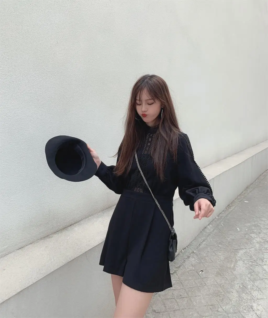 new women's winter fashion bottoming stitching collar long-sleeved coveralls pants piece pants-28,323