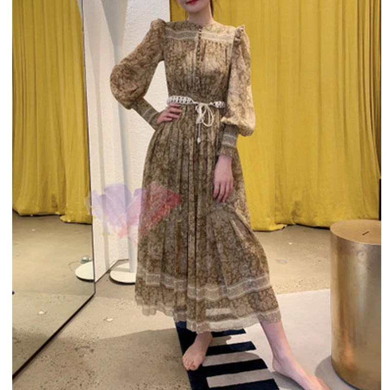 2019 осеннее Новое Женское Макси платье брендовый дизайнерский Elegnat армейский
