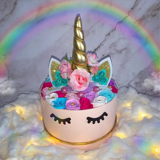 Décoration de gâteau licorne corne arc-en-ciel enfants fille fête