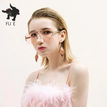 FU E, модные безрамные солнцезащитные очки для женщин, бренд, дизайнерские очки в стиле панк, большая оправа, Ретро стиль, солнцезащитные очки для мужчин, UV400 Oculos de sol