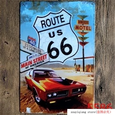 20*30 см ROUTE 66 винтажная металлическая живопись жестяные знаки настенная художественная наклейка плакаты бар украшение для стен дома, паба Ретро металлический художественный плакат