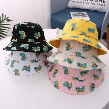 

2020 Baby Boy Girl Hat Cap for Children Kid Toddlers Cartoon Dinosaur Bucket Fishing Floppy Sun Hat Boys Girls Fashion 1-3 Years