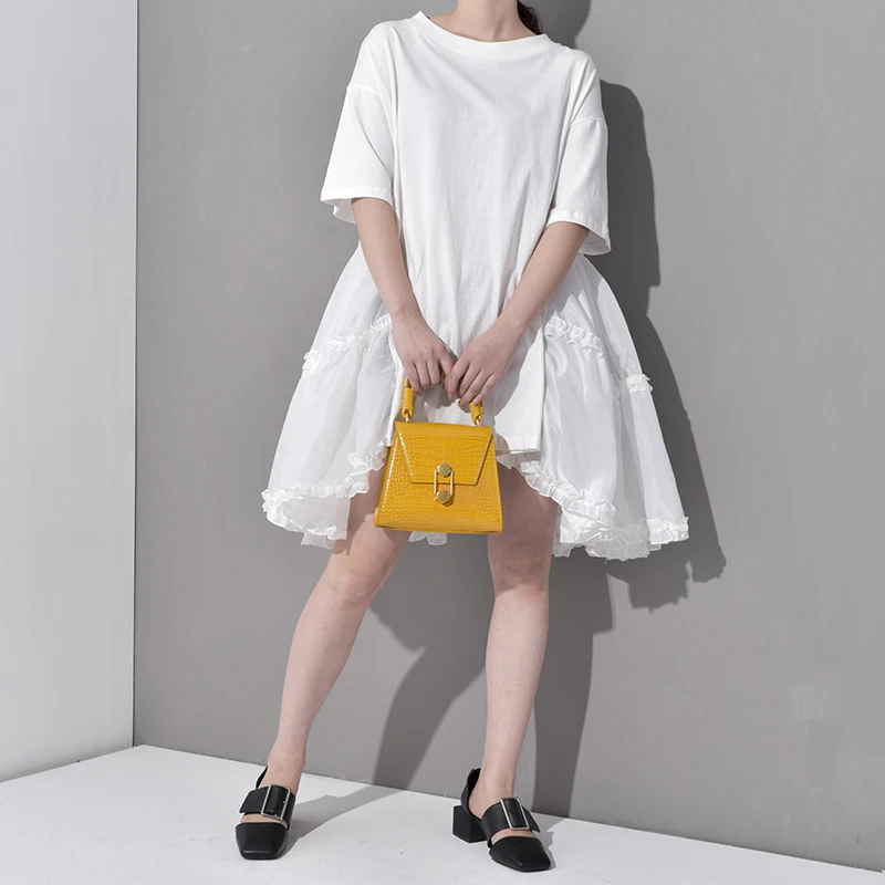 New Fashion Style Pleated Split Joint Loose Oversize Big Size Dress Fashion Nova Clothing