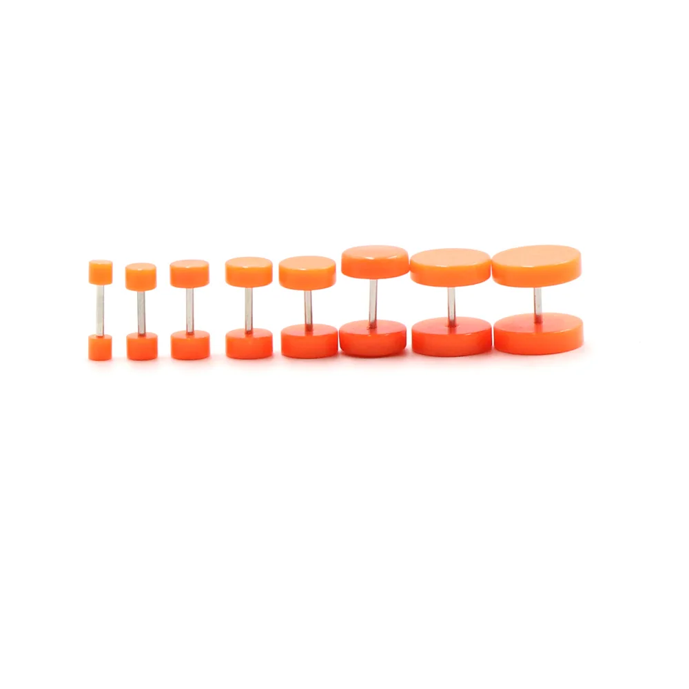 Шикарные серьги с искусственным манометром, 2 шт., неоновая акриловая пробка для ушей, жетер для плоти, тоннели, растяжки, пирсинг для тела, карамельный цвет - Окраска металла: Orange