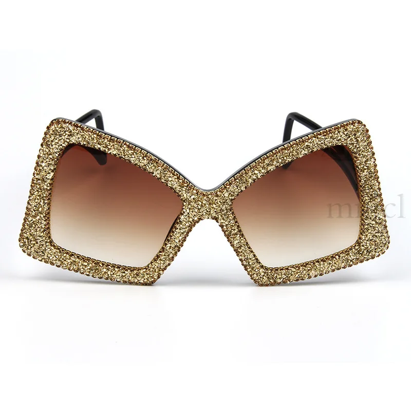 Новые Квадратные Солнцезащитные очки женские цветные Rhinestone леопардовые солнцезащитные очки с большими рамами негабаритные многоугольные градиентные очки UV400 NX
