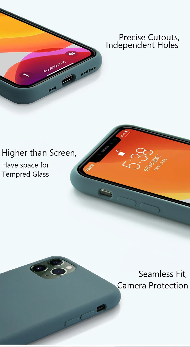 Чехол Arvin для iPhone 11 Pro Max, чехол из жидкого силикона с логотипом, мягкая подкладка из микрофибры, Толстая крышка, стекло