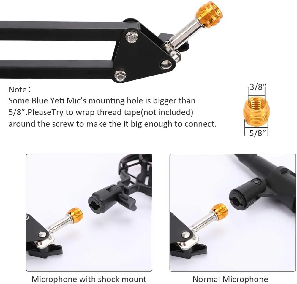 Suporte com Suporte de Telefone para Azul Microfone Braço Suporte Mesa Boom Suspensão Ajustável Scissor Yeti Snowball & Outros Microfones - Image 5