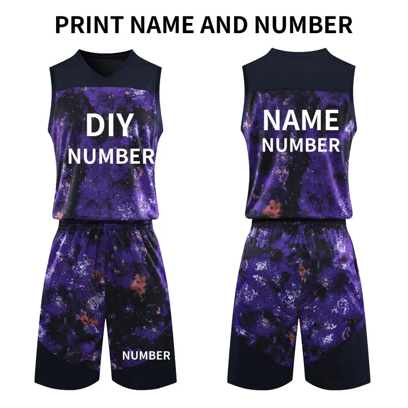 purple DIY Youth Cheap college Basketball Jerseys Breathable Throwback custom Outdoor Running Training basketball jerseys shorts - Цвет: purple DIY