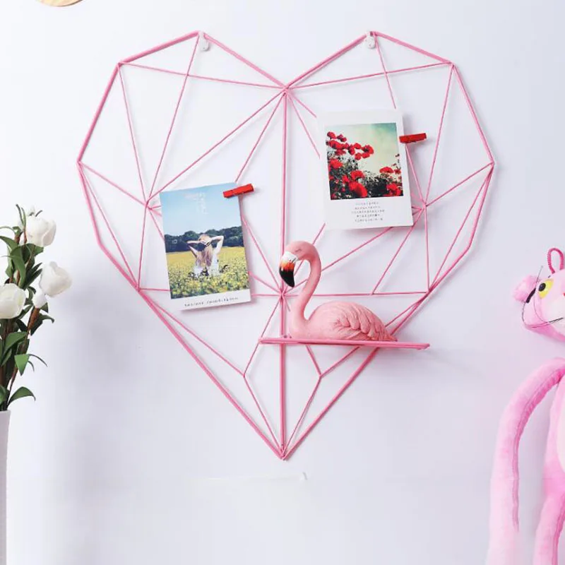 Pink Декор подарок железная проволока подвесное украшение Настенная художественная витрина винтажная фоторамка - Цвет: Pink
