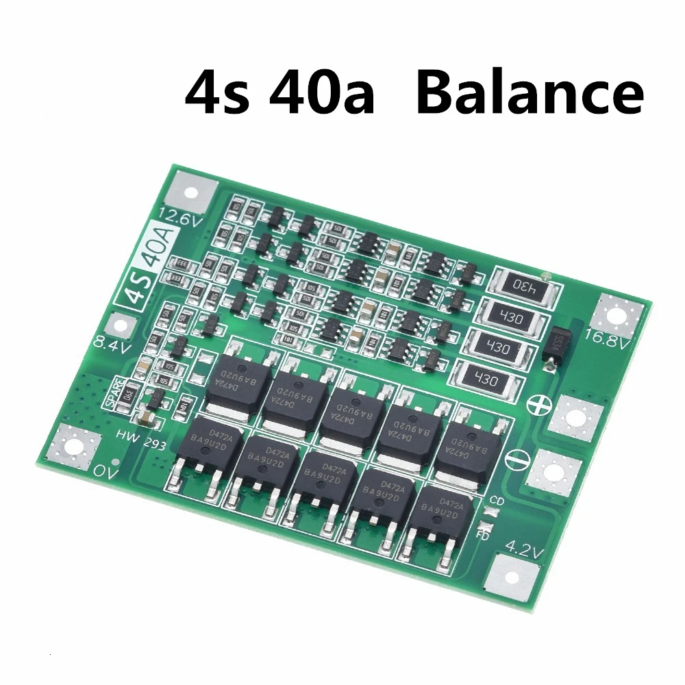 4s 40a balanced 3 S/4S 40A 60A литий-ионный аккумулятор Защитная плата 18650 BMS для электродвигателя 11,1 V 12,6 V/14,8 V 16,8 V - Цвет: 4s 40a balanced