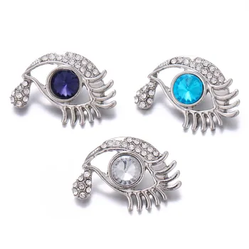

10pcs/lot New Snap Jewelry Eye Style 18mm Rhinestone Snap Buttons Fit Snap Button Bracelet Bangle Interchangeable Jewelry