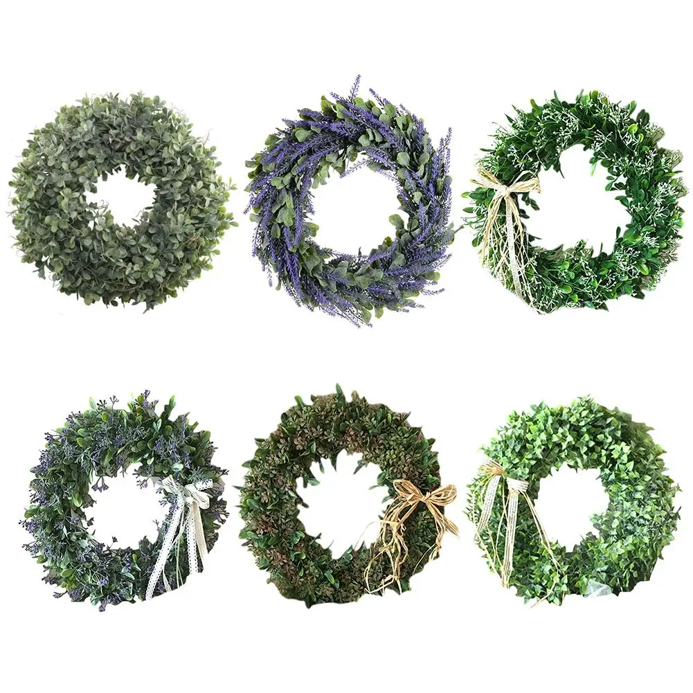 Искусственные зеленые листья венок 40 см Передняя гирлянда для двери в виде