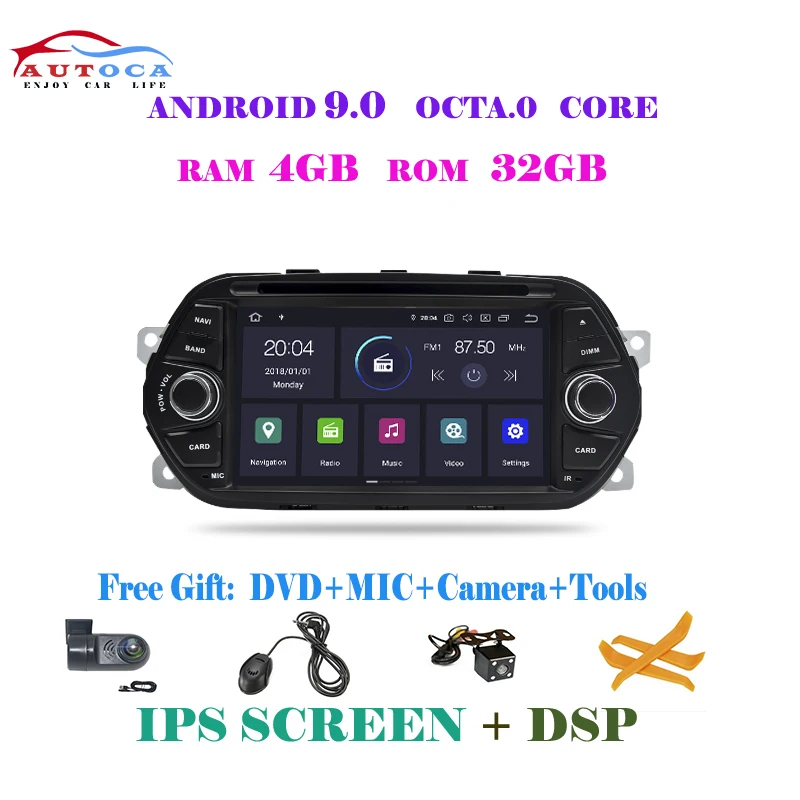 Android 9,0 Автомобильный dvd стерео gps для Fiat Tipo Egea Dodge Neon Радио DVD WiFi Аудио Видео навигация задняя камера - Цвет: 4GP IPS