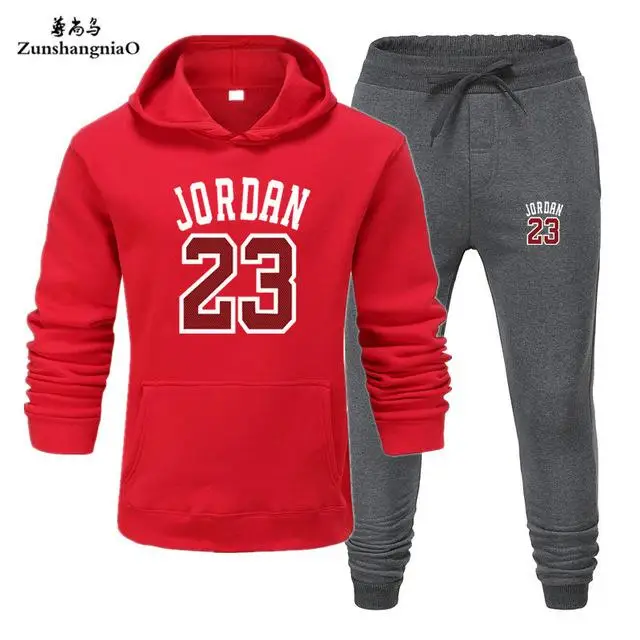Red Dark grey Новинка брендовая Новая мода JORDAN 23 Мужская спортивная одежда с принтом мужские толстовки пуловер хип-хоп мужской спортивный костюм толстовки Одежда - Цвет: Red Dark grey