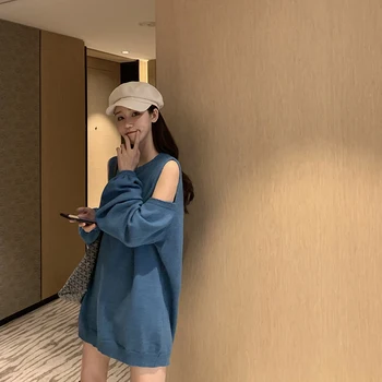 

5 Colors 2020 Autumn Winter Women loose Pullovers And Sweaters preppy style Female off shoulder knitted Sweater womens (R88876)