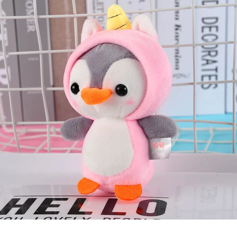 Korean Fashion Morph Penguins Plush Keychain Toys Sharks Frogs Unicorn Bees Penguin Peluche Dolls Key Bag Pendants 10pcs 12cm (5)