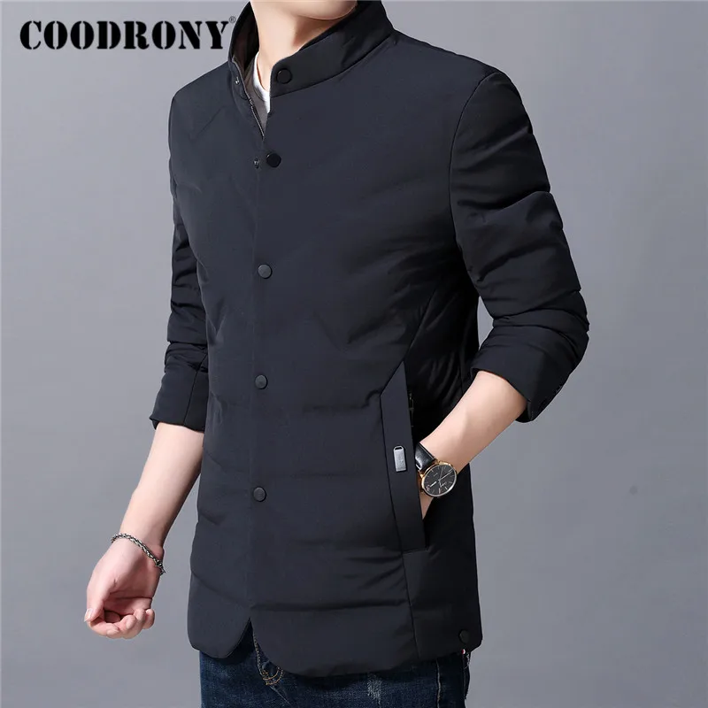 Бренд COODRONY, мужская куртка-пуховик на утином пуху, деловая повседневная куртка со стоячим воротником, Мужские осенне-зимние мягкие теплые куртки, верхняя одежда 98027