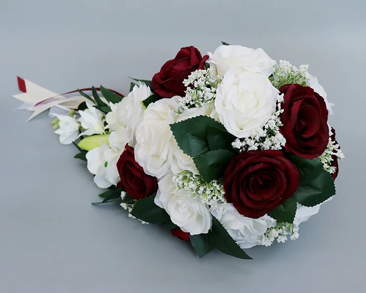 Невесты водопад Свадебный букет невесты для свадьбы Искусственные цветы Винтаж розы Свадьба Вечерние поставки роскошный