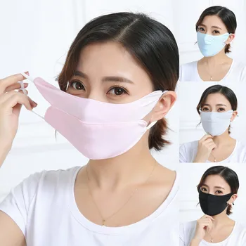 

Adult Male and Female Washable Ice Silk Anti-dust Anti-spray Breathable Protective Mask Mask Anti-ultraviolet Meryl Solid Mask