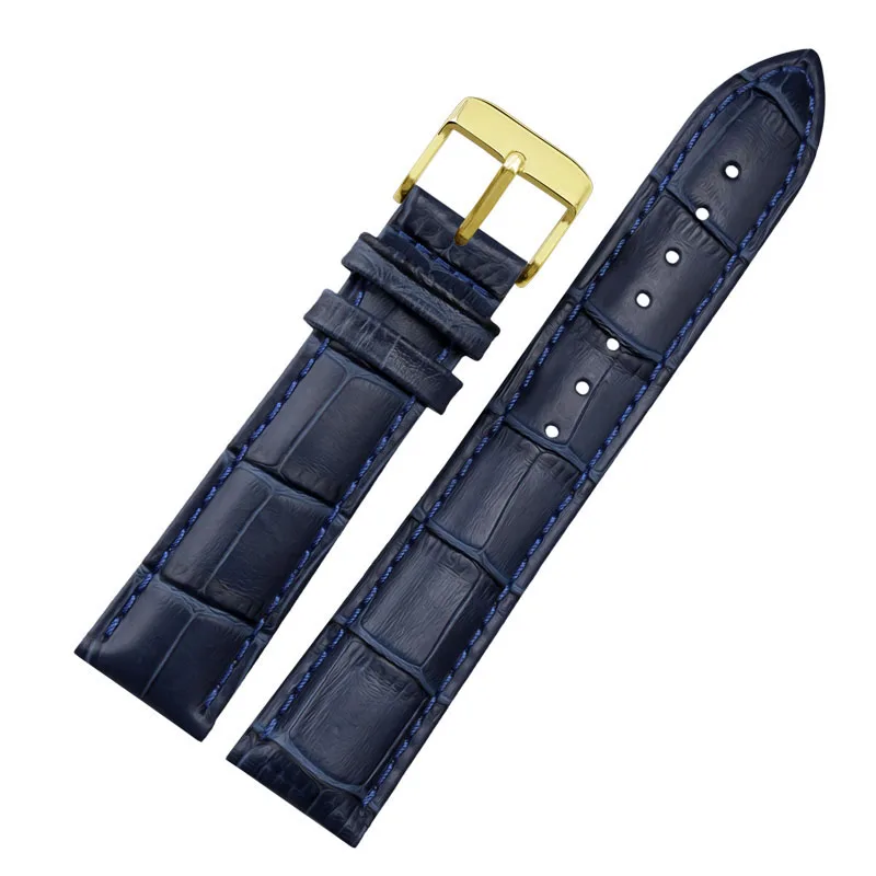 Blue Genuine Leather Watchband Strap