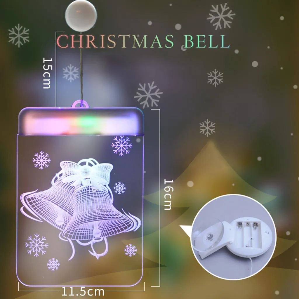 3D подвесной светильник, украшения для рождественской елки, фонарь, светодиодный светильник с батареей, Санта Клаус, снежинка, дерево, светильник, гирлянда, navidad F1024