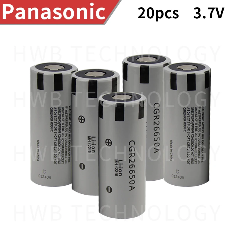 

20PCS/LOT New for Panasonic Original 26650 CGR26650A 3.7V 2650mAh Li-ion Rechargeable Battery Free Shipping