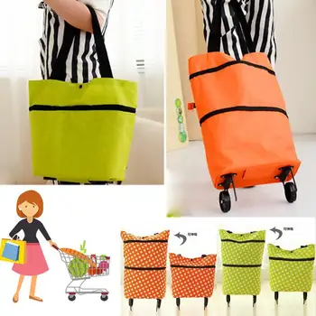 

Eco Bags Travel Cart Trolley Tug Hide Folding Wheeled Grocery Shopping Bag