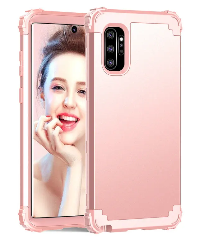 Ударопрочный чехол для samsung Note10Plus, чехол для samsung Note 10 Plus, чехол 3 в 1, задняя крышка для samsung Galaxy Note10 5G Etui - Цвет: Rose gold case