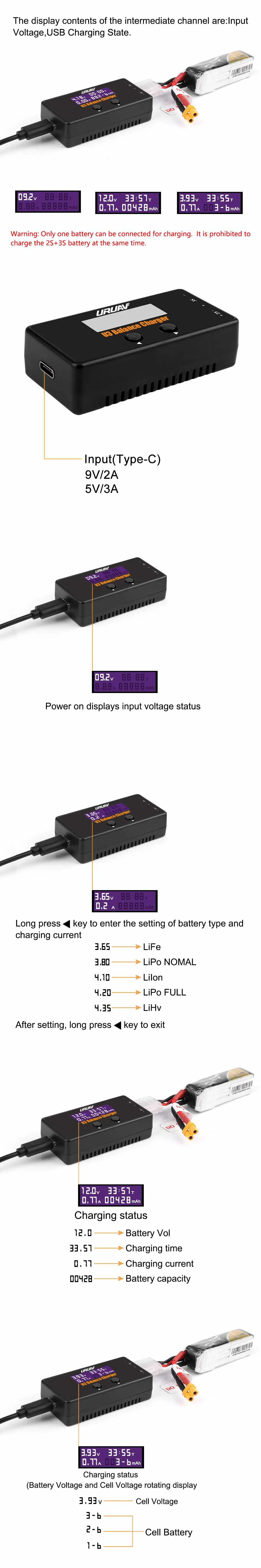 URUAV U1 6 в 1 6X4,35 Вт 6X1A DC 1S зарядное устройство для 1S LIPO/LiHV батарея с USB Micro MCX mCPX MOLEX