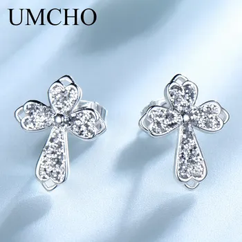 

UMCHO Silver Color Glitter Stud Earrings 925 Sterling Silver Earrings For Women Anniversary Wedding Gift Fine Jewelry