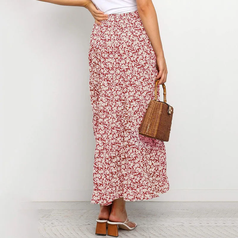 New Vintage High Waist Printing Irregular Women Skirts Spring Summer Beach Casual Women Mini Skirts Pleated Skirt Clothes  (5)