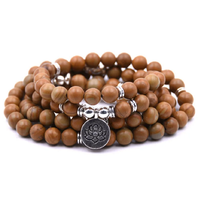 

Designer 108 Mala Beads Bracelet or Necklace Natural Serpeg Giante Lotus Jewelry Best Yoga Gift for Girl Women Summer Jewelry