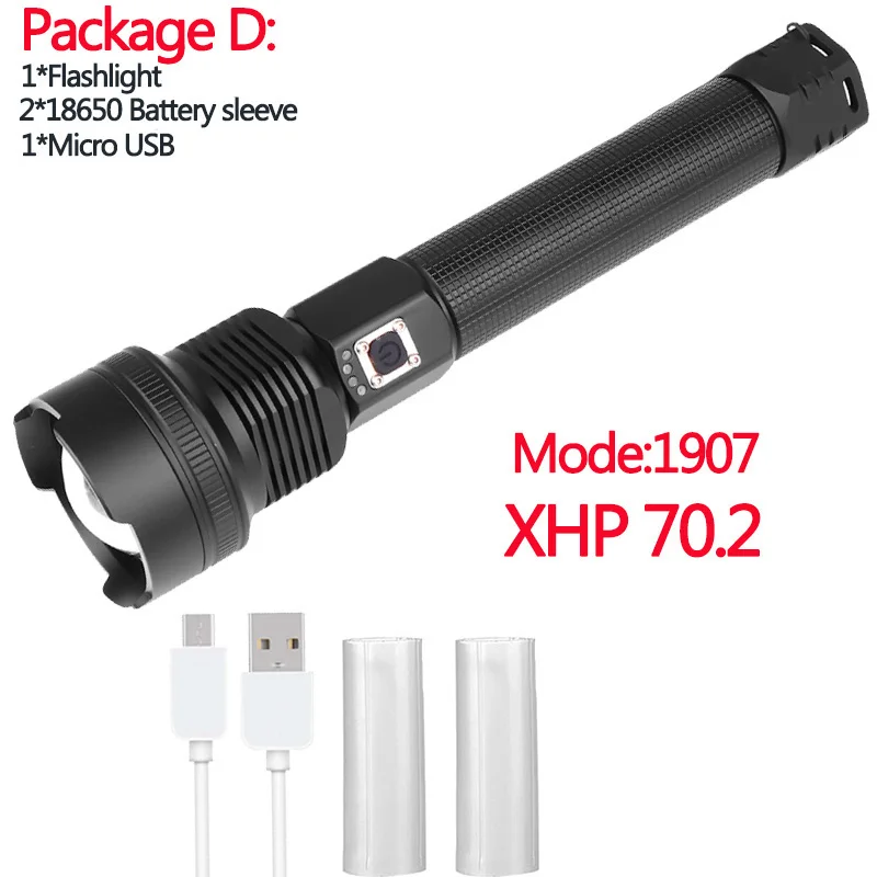 Package D Xlamp XHP90 Z351909 самый мощный светодиодный светильник-вспышка мощностью 26650 или 18650 батареи и xhp70.2 Тактический светильник фонарь-вспышка - Испускаемый цвет: Package D